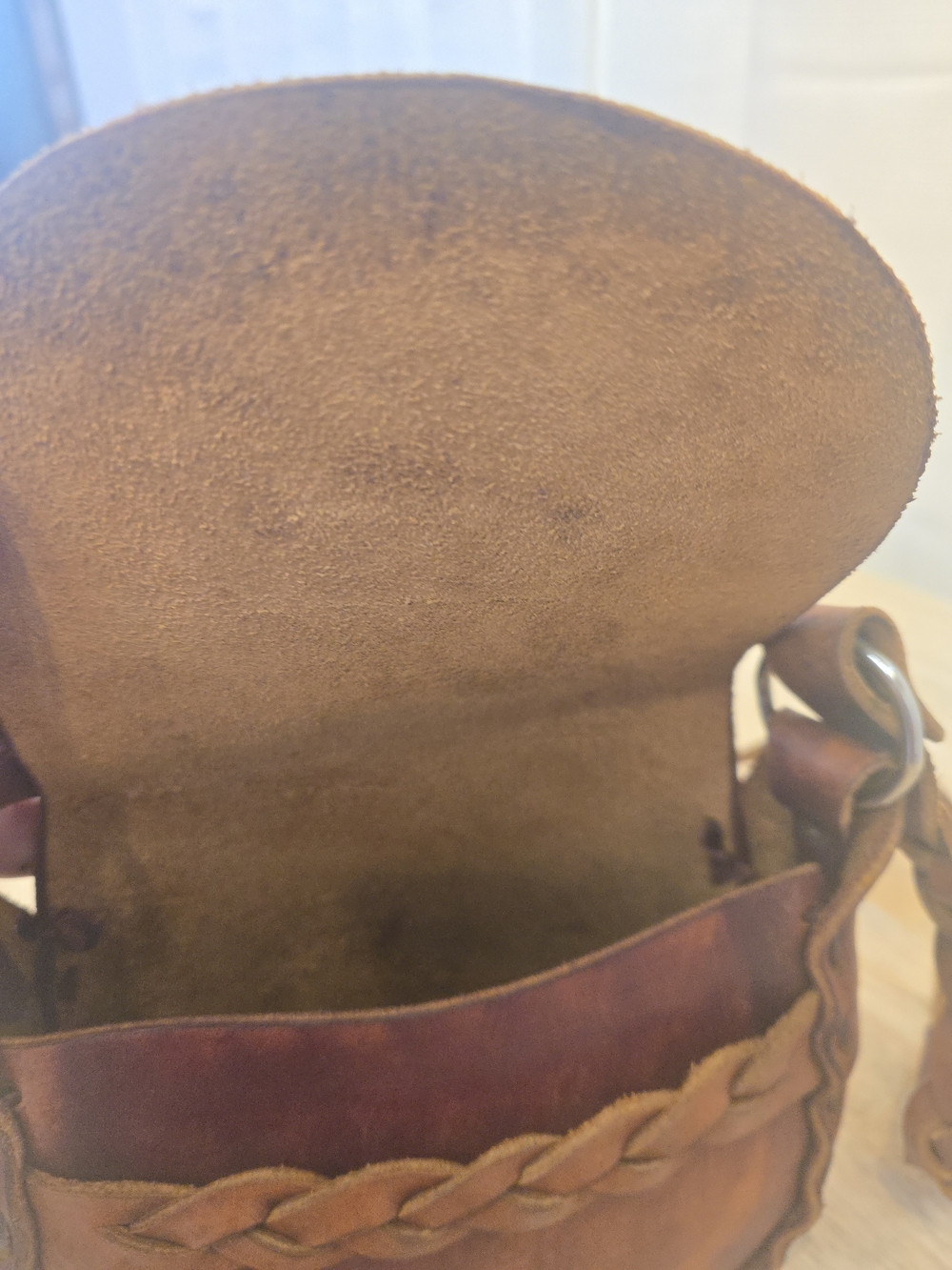 Vintage 70s Brown Leather Braided Crossbody Bag - Women - Picture 9 of 9